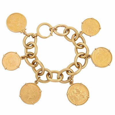 Lot 659 - Gold Coin Charm Bracelet