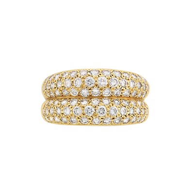 Lot 352 - Gold and Diamond Bombe Double Band Ring, Cartier, France