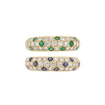 Lot 165 - Pair of Gold, Diamond and Gem-Set Bombe Rings, Cartier, France