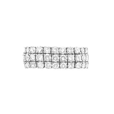 Lot 88 - Flexible Three Row White Gold and Diamond Band Ring