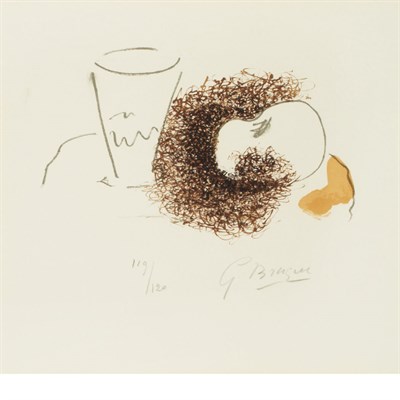 Lot 19 - Georges Braque LE VERRE ET LA POMME (V. 189)...