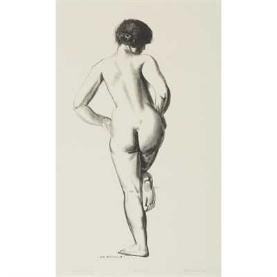 Lot 12 - George Bellows NUDE STUDY, GIRL STANDING ON...
