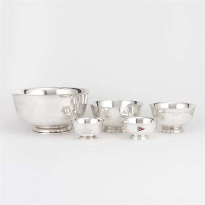 Lot 510 - Group of Five Sterling Silver Revere Style...