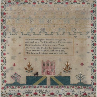 Lot 128 - English Needlework Sampler Early 19th century...