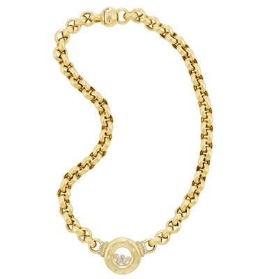 Lot 190 - Gold and 'Floating' Diamond Link Necklace, Chopard