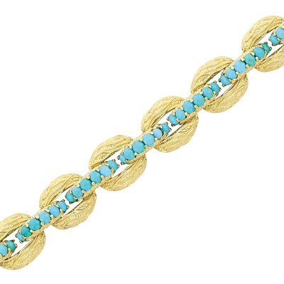 Lot 291 - Gold and Turquoise Bracelet, Tiffany & Co.