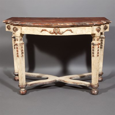 Lot 233 - Italian Painted and Silver Gilt Side Table The...