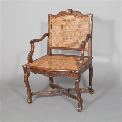 Lot 161 - Regence Caned Beechwood Fauteuil a la Reine...