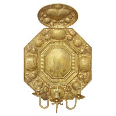 Lot 141 - Dutch Brass Three-Light Sconce 19th Century In...