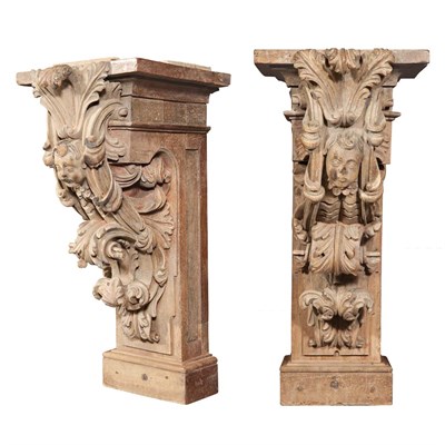 Lot 184 - Pair of Continental Carved Walnut Console...