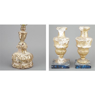 Lot 127 - Pair of Continental Giltwood and Blue Painted...