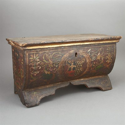 Lot 110 - Italian Painted and Parcel Gilt Small Coffer...