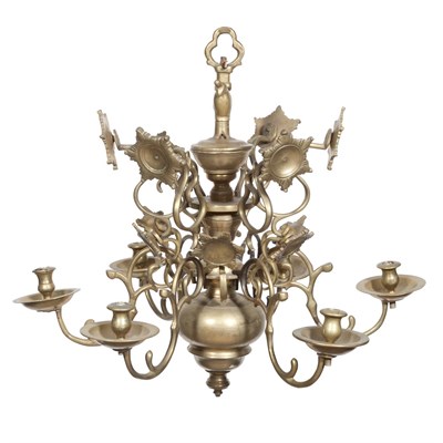 Lot 339 - Dutch Baroque Brass Six-Light Chandelier 18th...