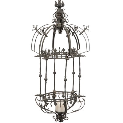 Lot 341 - Continental Iron Lantern Of hexagonal form,...