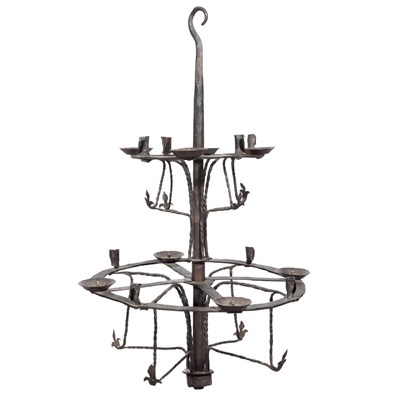 Lot 340 - Continental Wrought Iron Eight-Light...