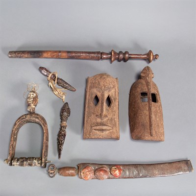 Lot 279 - Group of Nine African and Similar Style Wood...