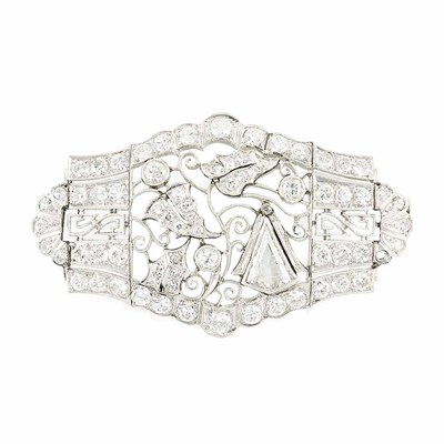 Lot 115 - Platinum and Diamond Filigree Brooch