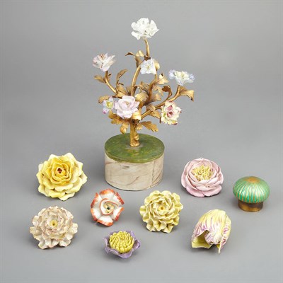 Lot 312 - Group of Continental Porcelain Flowers Each...