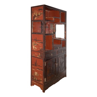 Lot 406 - Chinese Painted and Lacquered Hardwood Cabinet...