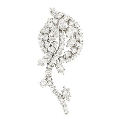 Lot 219 - Platinum and Diamond Flower Brooch
