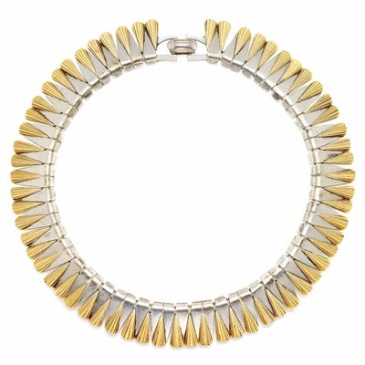 Lot 192 - Sterling Silver and Gold Fringe Necklace