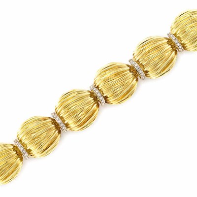 Lot 389 - Gold and Diamond Bracelet
