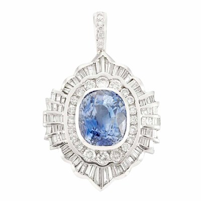Lot 204 - White Gold, Sapphire and Diamond Pendant