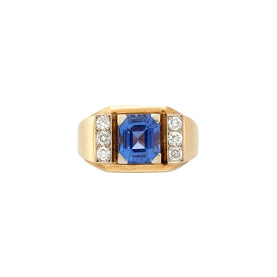 Lot 730 - Gold, Sapphire and Diamond Ring