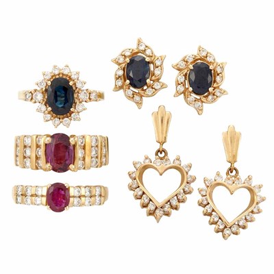 Lot 924 - Group of Gold, Gem-Set and Diamond Jewelry