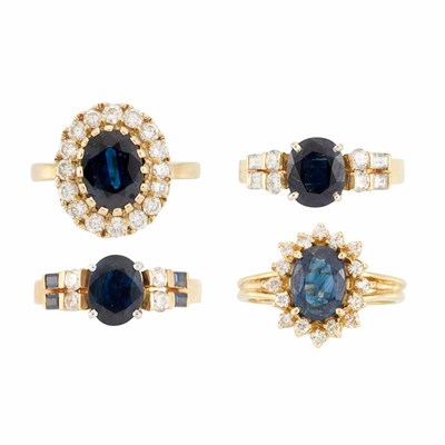 Lot 798 - Four Gold, Sapphire and Diamond Rings