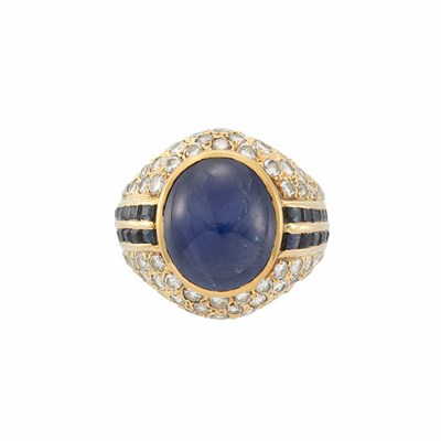 Lot 648 - Gold, Cabochon Sapphire, Sapphire and Diamond Ring