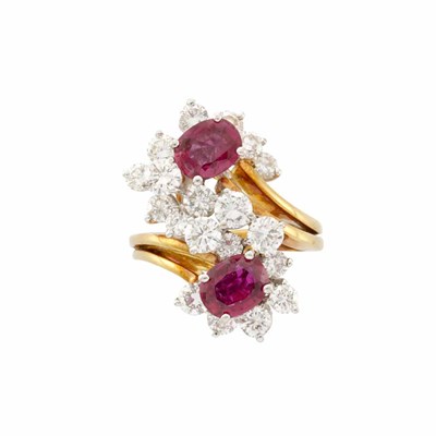 Lot 355 - Two-Color Gold, Ruby and Diamond Ring