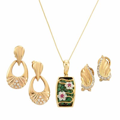 Lot 843 - Group of Gold and Diamond Jewelry