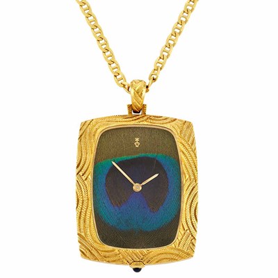 Lot 339 - Gold Pendant-Watch with Gold Chain, Corum