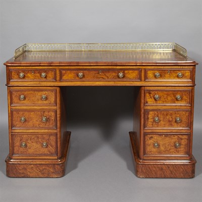Lot 516 - English Walnut Double Pedestal Desk Height 30...