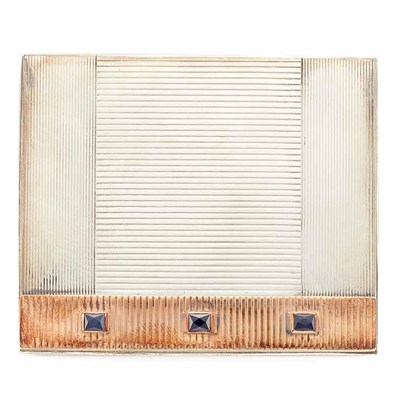 Lot 169 - Sterling Silver, Rose Gold and Sapphire Box, Cartier