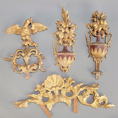 Lot 651 - Group of Gilt-Wood Wall Ornaments