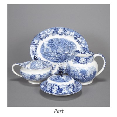 Lot 533 - Blue Transfer Decorated Pottery Partial Dinner...