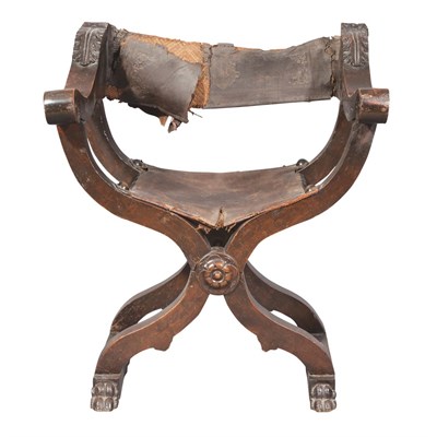 Lot 118 - Renaissance Style Walnut X-Form Folding...