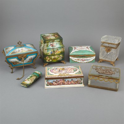 Lot 511 - Group of Six Porcelain, Glass and Painted Wood...