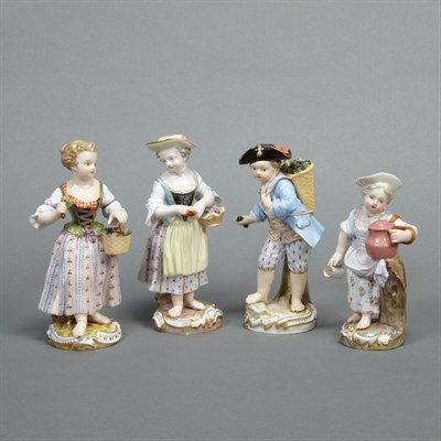 Lot 524 - Group of Four Meissen Porcelain Figures 20th...