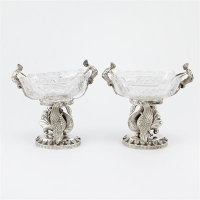 Lot 280 - Pair of Continental Silver Mounted Cut Glass...