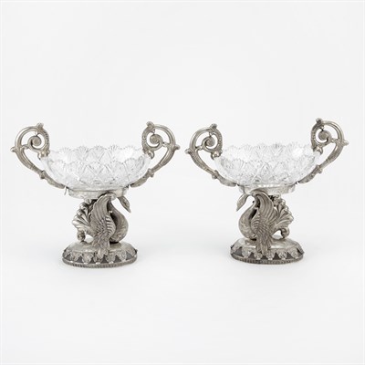 Lot 279 - Pair of Continental Silver Mounted Cut Glass...