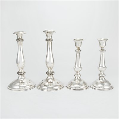 Lot 268 - Two Pairs of Austrian Silver Candlesticks...