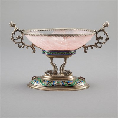 Lot 285 - Continental Silver and Enamel Mounted Rose...