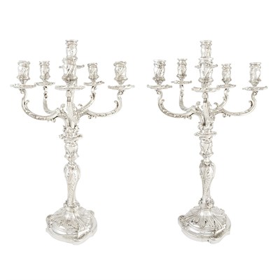 Lot 258 - Pair of Christofle Silver Plated Six-Light...