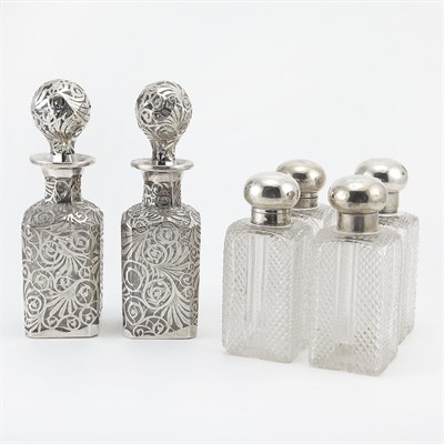 Lot 237 - Set of Four Silver Mounted Cut Glass Vanity...