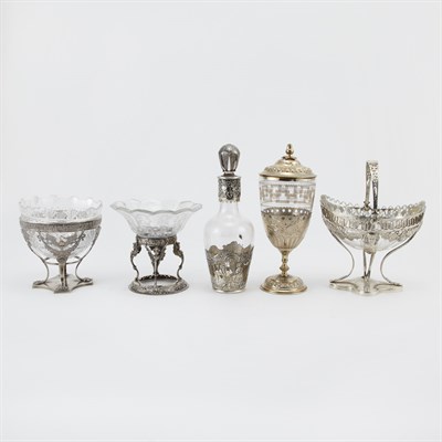 Lot 286 - Group of Continental Silver Mounted Glass...
