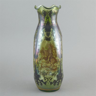 Lot 384 - Continental Black Enameled Glass Vase Late...