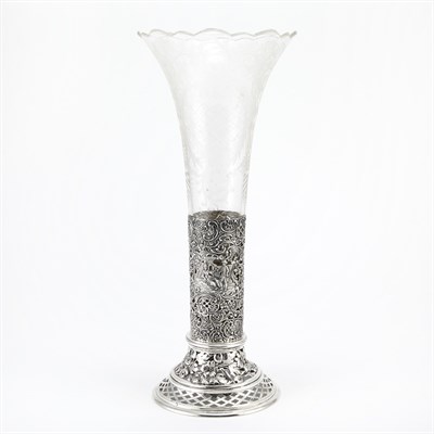 Lot 273 - Continental Silver and Glass Vase Late...